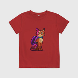 Футболка хлопковая детская Stray pixel art, цвет: красный