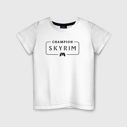 Футболка хлопковая детская Skyrim gaming champion: рамка с лого и джойстиком, цвет: белый