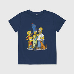Футболка хлопковая детская Семейка Симпсонов встречает Новый Год!, цвет: тёмно-синий