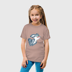 Футболка хлопковая детская Зайчик побегайчик, цвет: пыльно-розовый — фото 2