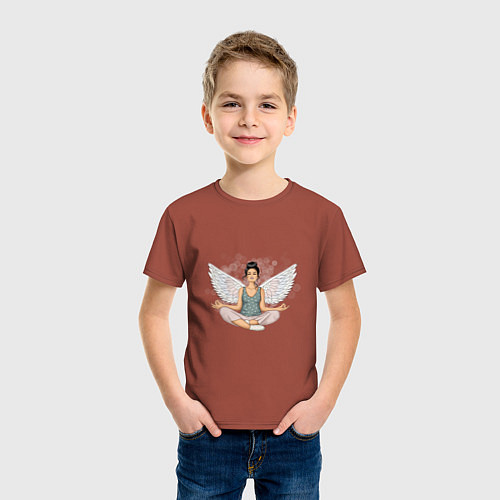 Детская футболка Ангельская медитация домохозяйки / Кирпичный – фото 3