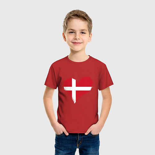Детская футболка Сердце - Дания / Красный – фото 3