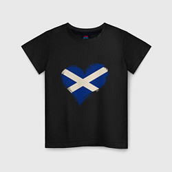 Футболка хлопковая детская Сердце - Шотландия, цвет: черный