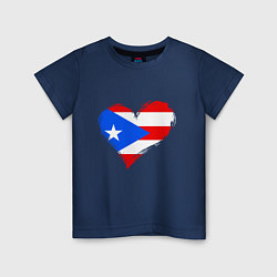 Футболка хлопковая детская Сердце - Пуэрто-Рико, цвет: тёмно-синий