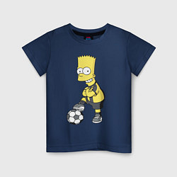 Футболка хлопковая детская Барт Симпсон - крутой футбольный форвард, цвет: тёмно-синий