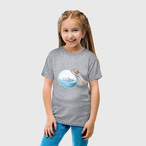 Детская футболка Лето в бутылке - море / Меланж – фото 4