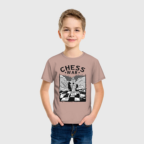 Детская футболка Шахматная война / Пыльно-розовый – фото 3
