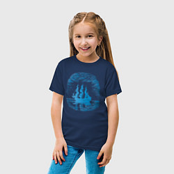 Футболка хлопковая детская Винтажный корабль, цвет: тёмно-синий — фото 2