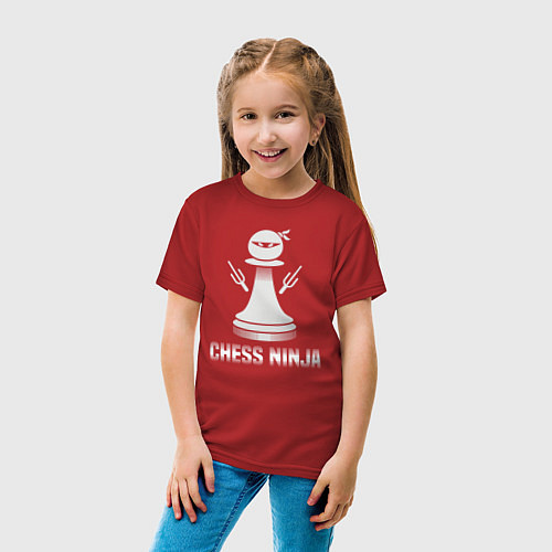 Детская футболка Шахматный ниндзя / Красный – фото 4