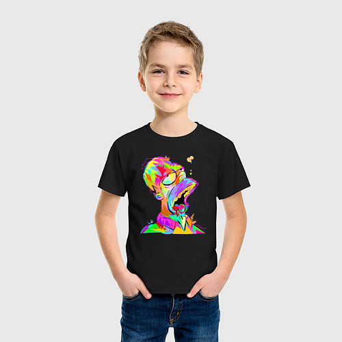 Детская футболка Гомер Симпсон - стилизация - color / Черный – фото 3