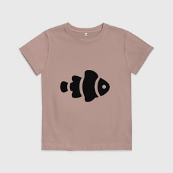 Футболка хлопковая детская Обычная чёрная рыбка, цвет: пыльно-розовый