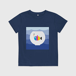 Футболка хлопковая детская CMYK рыбка, цвет: тёмно-синий