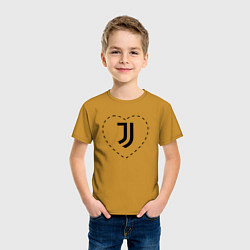 Футболка хлопковая детская Лого Juventus в сердечке, цвет: горчичный — фото 2