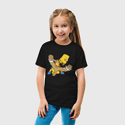 Футболка хлопковая детская Хулиган Барт Симпсон целится из рогатки, цвет: черный — фото 2