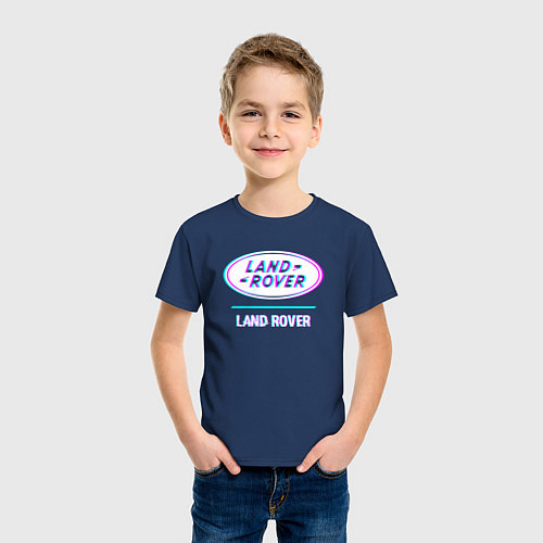 Детская футболка Значок Land Rover в стиле glitch / Тёмно-синий – фото 3