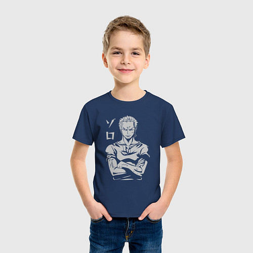 Детская футболка Охотник на пиратов Зоро / Тёмно-синий – фото 3