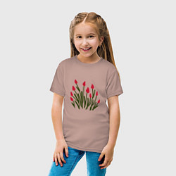 Футболка хлопковая детская Simple Tulips, цвет: пыльно-розовый — фото 2