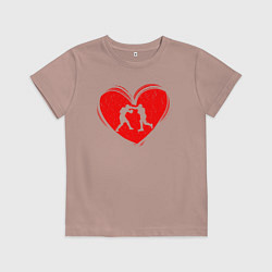 Футболка хлопковая детская Бокс в моем сердце, цвет: пыльно-розовый