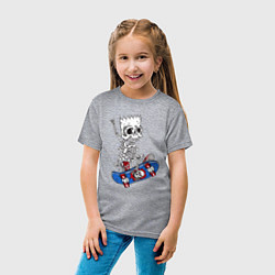 Футболка хлопковая детская Скелет Барта Симпсона на скейтборде, цвет: меланж — фото 2