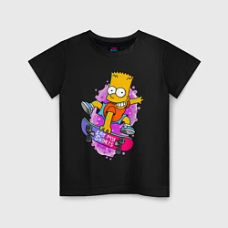Футболка хлопковая детская Барт Симпсон на скейтборде - Eat my shorts!, цвет: черный