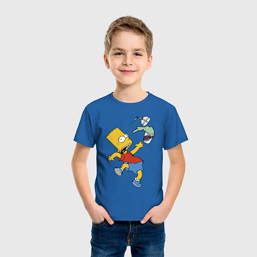 Детская футболка Барт Симпсон выронил стаканчик с лимонадом / Синий – фото 3