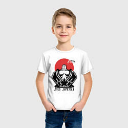 Футболка хлопковая детская Jiu Jitsu red sun logo, цвет: белый — фото 2