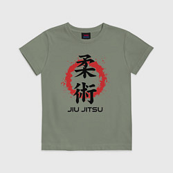Футболка хлопковая детская Jiu jitsu red splashes logo, цвет: авокадо