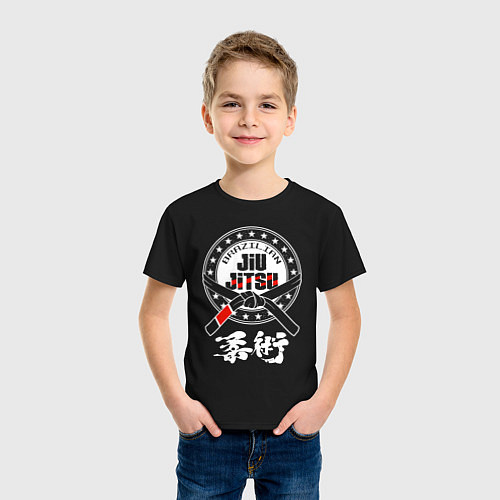 Детская футболка Brazilian splashes Jiu jitsu logo / Черный – фото 3