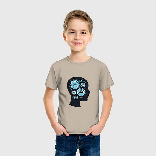 Детская футболка Механическая голова / Миндальный – фото 3