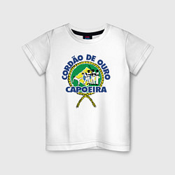 Футболка хлопковая детская Cordao de ouro Capoeira flag of Brazil, цвет: белый