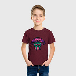 Футболка хлопковая детская MF Doom Mushroom, цвет: меланж-бордовый — фото 2