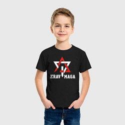 Футболка хлопковая детская Krav-maga national wrestling emblem, цвет: черный — фото 2