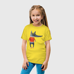 Футболка хлопковая детская Серый волк в оранжевом свитере, цвет: желтый — фото 2