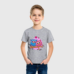 Футболка хлопковая детская Влюблённые Совы, цвет: меланж — фото 2
