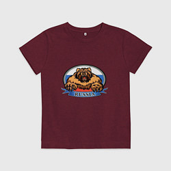 Детская футболка Медведь и флаг России