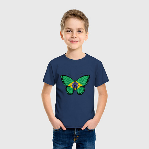 Детская футболка Бабочка - Бразилия / Тёмно-синий – фото 3
