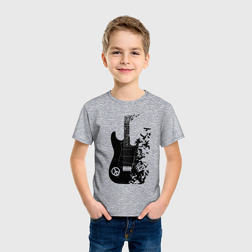Детская футболка Гитара и птицы / Меланж – фото 3