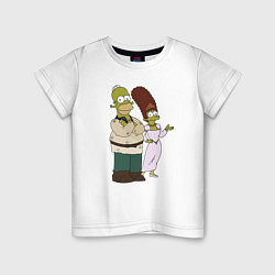 Футболка хлопковая детская Homer and Marge in Shrek style, цвет: белый