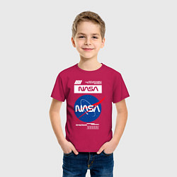 Футболка хлопковая детская Nasa - Logo, цвет: маджента — фото 2