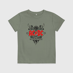 Футболка хлопковая детская ACDC Black Ice с молниями, цвет: авокадо