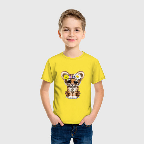 Детская футболка Мир - Тигр / Желтый – фото 3