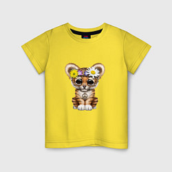 Футболка хлопковая детская Мир - Тигр, цвет: желтый