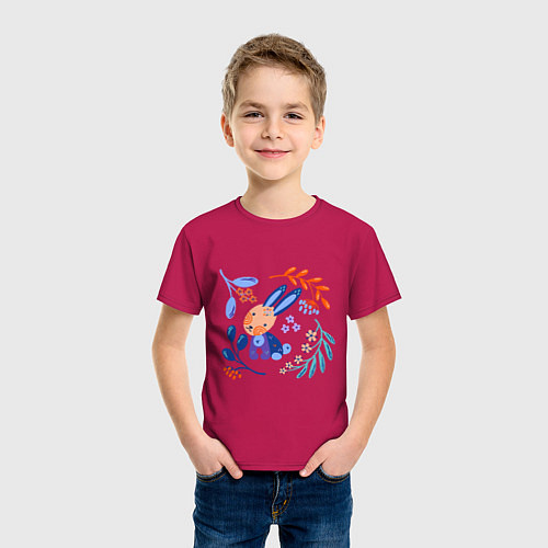 Детская футболка Зайчик в скандинавском стиле / Маджента – фото 3