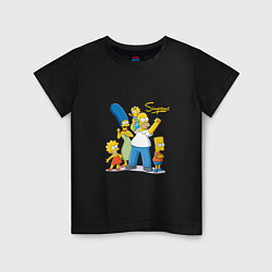 Футболка хлопковая детская Симпсоны - веселая семейка, цвет: черный