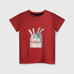 Футболка хлопковая детская Rabbits Love, цвет: красный