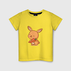 Футболка хлопковая детская Кролик и морковка, цвет: желтый