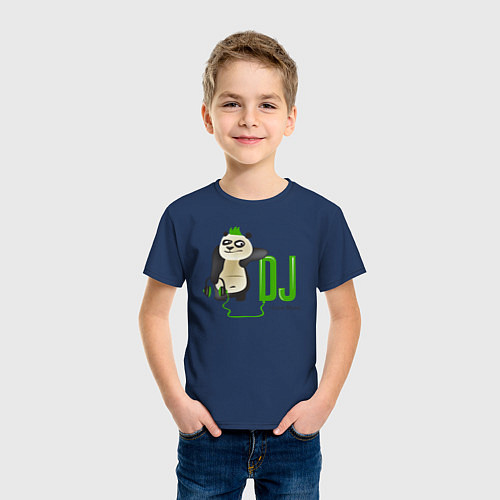 Детская футболка DJ панда я люблю музыку / Тёмно-синий – фото 3