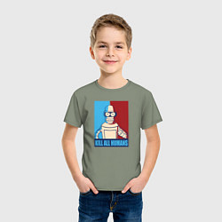 Футболка хлопковая детская Bender Futurama, цвет: авокадо — фото 2