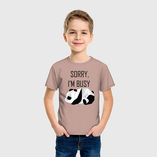 Детская футболка Извини я занят - панда / Пыльно-розовый – фото 3
