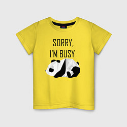 Футболка хлопковая детская Извини я занят - панда, цвет: желтый